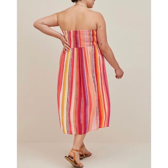 🆕 Striped Midi Gauze Smocked Convertible Dress 1 1X 14 16 NWT Torrid New! - Picture 4 of 9